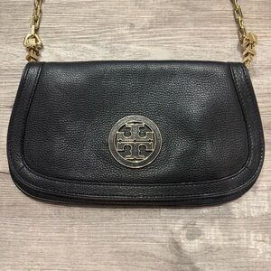Tory Burch Black Shoulder Bag with Gold Accents